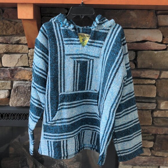 Blue striped bohemian pullover - size S - Picture 1 of 1